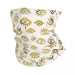 Bandanas Gold Mystic Eyes Winter Headband Neck Warmer Women Men Ski Camping Tube Scarf Hamsa Amulet Face Bandana Gaiter