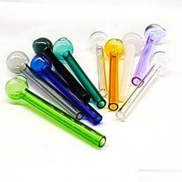 Smoking Pipes Oil 12Cm Glass Pipe Tobcco Dry Herb Colorf Water Hand Accessories Tube Drop Delivery Home Garden Household Sundries Dhs0C