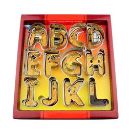 Baking Moulds Large Size 26 English Letters Alphabet Cookie Cutters Set Gift Package Fondant Cake Mold Stainless Steel DIY Biscuit Baking Tool 230421