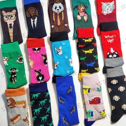 Men's Socks Sports Socks 58 Style Cartoon Dog and Cat Theme Men Socks Cotton Novelty Funny Hip Hop Trend Street Skateboard Big Long Socks T231122