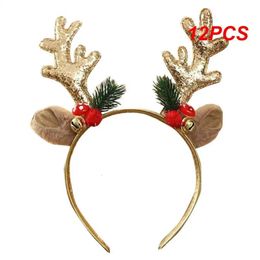 Headwear Hair Accessories 12PCS Christmas Headbands Sequins Reindeer Antlers Ears Hair Clips For Women Girl Halloween Party Cosplay Light Headdress 231121
