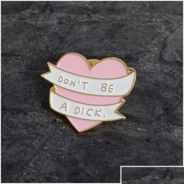 Pins, Brooches Pins Brooches Fashion Pink Heart Funny Enamel Brooch Love Jewelry Fit Backpack Coat Sweater Hat Jackets Accessories F D Dhyn5