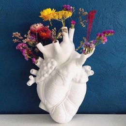 Anatomical Heart Shape Vase Nordic Style Flower Art Vases Sculpture Desktop Plant Pot for Home Decor Ornament Gifts206v