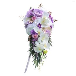 Decorative Flowers Artificial Bride Holding Wedding Bouquets Hand Flower For Church Anniversary Ceremony Decor Supplies