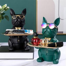 Resin Cool Bulldog Statue Coin Bank Figurine Home Decoration Modern Art Storage Table Living Room Decor Accessories 220426267r