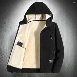 Men's Hoodies Jacket Men Autumn Winter Thicken Fleece Lined Warm Hooded Coats Sports Style Outwear Athletic Jackets