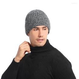 Berets Unisex Brand Winter Hats Solid Color Knitted For Men And Women Beanie Cap Outdoor Add Fur Lining Warm Sports