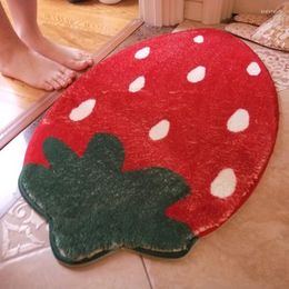 Carpets Cute Strawberry Doormat Children's Room Floor Mats Soft Absorbent Door Rugs Living Funny Pink Rug Red Carpet