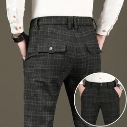 Men's Pants 2023 Plaid Casual For Young Men Straight-leg Loose Slim Business Versatile Korean Style Trendy