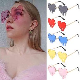 Love Heart Rimless Sunglasses Outdoor Eyewear Tears Shape Steampunk Unique Funny Eyewear UV400 Halloween Costume Accessories286j