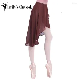 Stage Wear Ballet Dance Chiffon Skirt Long Women Girls Teen Adjustable Tie Waist Wrap Asymmetric Dancewear Irregular Scarf Training