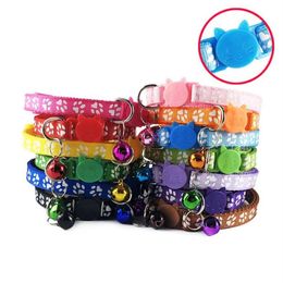 50pic set Footprints cat clasp cat head safety clasp collar cat collar pet dog bell collar 2021218L