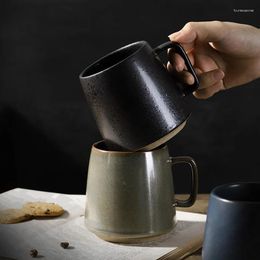 Mugs Japanese Retro Mug Household Ceramic Cup Creative Water Oatmeal Cups Couple's Nordic Style Coffee Coarse Pottery 375ml 1pc Tiki