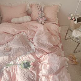 Bedding sets Lace Skirt Fitted Bedspread Duvet Cover Pillow Case Bed Sheet girl style bed skirt for Single Double King Queen Size Set 230422