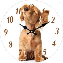 Wall Clocks Vintage Lisen Music Dog Clock Home Kitchen Beauty Horloge Decorative Clock/desk Wandklok