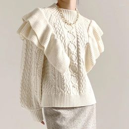 Women's Sweaters Women Autumn Winter Sweater O-Neck Vintage Knitted Pullovers Long Sleeve Beige Pull Femme