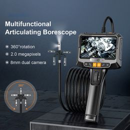 Plumb Fittings Steerable Borescope Dual Lens Pipe Industrial Endoscope Full HD IPS Display Piping Camera 2000mAh Battery IP67 Waterproof 230422