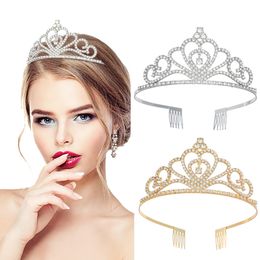 Bride Crown Wedding Party Fashion Princess Insert Crown Hair Band Alloy Crystal Crown Headwear Party Accessories