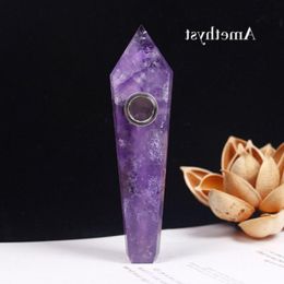 Natural crystal Amethyst Dream Energy stone Smoking Pipes for Smoke Tobacco Gemstone Pipe Tower Quartz Points with Gift Box Shwbs