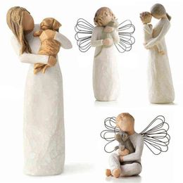 Mom And Son Figurine Home Ornament Minimalist Resin Crafts Dad And Children Sclupture Decor Tabletop Christmas Gift For Family G092518