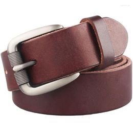 Belts Natural Leather Belt Men's Hard Metal Matte Buckle Original 105-150cm Jeans Screw Accessories