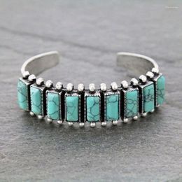 Bangle Vintage Turquoises Jewellery Imitation Natural Stone Bracelets Elegant Open Adjustable Cuff Bangles For Women Men Party