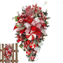 Decorative Flowers Christmas Wreaths Home Front Door With Crutch Candy Decoration For Festival Wall Window Decor