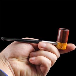 Smoking Pipes Black sandalwood agate cigarette holder portable straight pipe solid wood small pipe for men