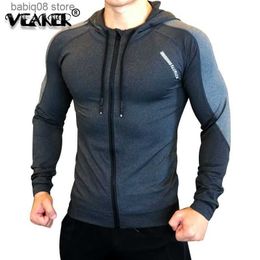 Gym Clothing Gym Jacket Men Sports Coat Fitness Long Sleeve Running Elastic Tight Hoodies Zipper Slim Hiking Sweatshirts Male Jogging Jackets T230422