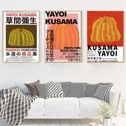 Paintings Yayoi Kusama Artwork Exhibition Posters And Prints Pumpkin Wall Art Pictures Museum Canvas Painting For Living Room Home252T