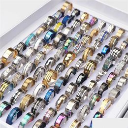 Cluster Rings Cluster Rings 100Pcs/Lot Fashion Mticolor Stainless Steel Love For Women Men Different Style Party Gifts Jewellery Wholesa Dhyrd