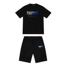 2023 Top Trapstar New Men's T Shirt Short Sleeve Outfit Chenille Tracksuit Black Cotton London Streetwear Sports Fashion 688ss