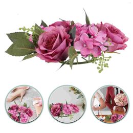 Decorative Flowers Candlestick Garland Wreath Decor Floral Wreaths Front Door The Imitation Fabric Mini Roses Artificial