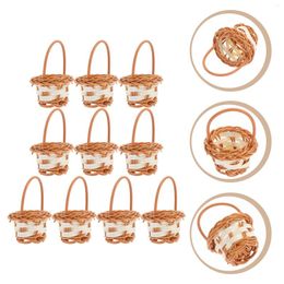 Dinnerware Sets 10 Pcs Candy Containers Gifts Rattan Basket Miniature Kids Snack Baskets Party Favor Tray Portable Flower