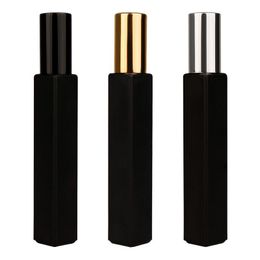 10ml Matte Black Glass Spray Perfume Bottles Square Bottle Portable Refillable Cosmetic Dispenser Containers Xesrc