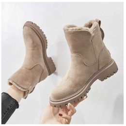 Boots Women Winter New Fashion Black Warm Snow Boots ZIP Hoof Heels Short Plush Boots Casual Comfortable Boots Platform Boots