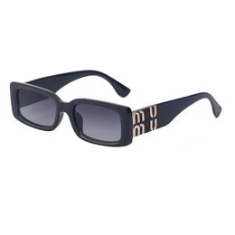 Miu small frame sunglasses for men and women fashionable square sunglasses fashionable wide leg anti ultraviolet sunglasses