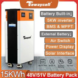 LiFePO4 48V 51V 300Ah Powerwall 15KW Lithium Battery Pack Built-in 5kw Inverter 230VAC Output with WiFi MPPT CAN RS485 for Solar