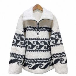 marana designer women sweater loose women halp zip Fleece coats Top H35f#
