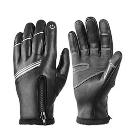 Cycling Gloves BIKING Winter PU Leather Thermal Fleece Touch Screen Outdoor Sport Skiing Climbing Motorcycle Bicycle242h