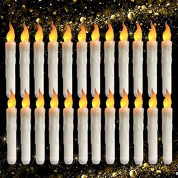 12 24Pcs LED Flameless Taper Candles 6 5 Tall Tapered Candle Battery Operated Warm White Flickering Flame Handheld Candlesti317o