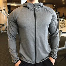 Gym Clothing Men Running Fitness Hoodies Elastic Breathable Hooded Quick Dry Sports Jackets Coat Male Outdoor Gym Sweatshirt Casual Sportwear T230422