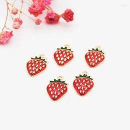 Charms 20pcs/pack Lovely Fruit Strawberry Enamel Pendants 10 16MM Craft DIY Jewellery Findings Accessories Handmade