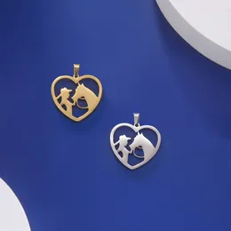 Pendant Necklaces EUEAVAN 5pcs Heart Girl Horse For Necklace Stainless Steel Pendants Charm Animal Lover Jewellery Making Supplies DIY Gift