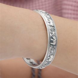 Bangle MEYRROYU Silver Colour 2023 Vintage Distressed Elephant Round Cute Tai Hand Jewellery Accessories Gift For Women