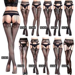 Sexy Socks Women Sexy Open Crotch Pantyhose See Through Fishnet Mesh Stockings Hollowed Out Sexy Silk Stockings Erotic Costume Lingerie Q231122