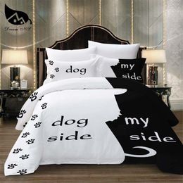 Bedding sets Dream NS Simple Black White Set Cat/Dog/He and her Couple Bedclothes Pillowcase Customised Home Textiles Bed 230422