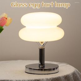 Table Lamps Glass Egg Tart Lamp Lovely Tart-shaped Children's Bedroom Bedside Study Atmosphere Home Decoration