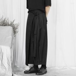 Men's Pants Yamamoto Style Spring/summer Leisure Wide-legged Men Dark Knight Original Logo Asymmetric Nine Points Loose