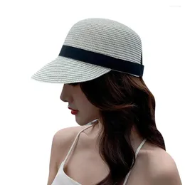 Wide Brim Hats Sun Visor Hat Protection Straw Braid All Match Lady Peaked